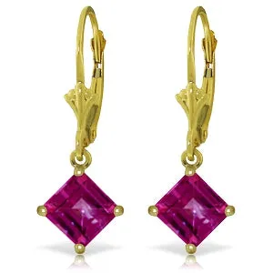 3.2 Carat 14K Solid Yellow Gold Fresh Focus Pink Topaz Earrings