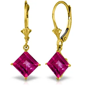 3.2 Carat 14K Solid Yellow Gold Fresh Focus Pink Topaz Earrings