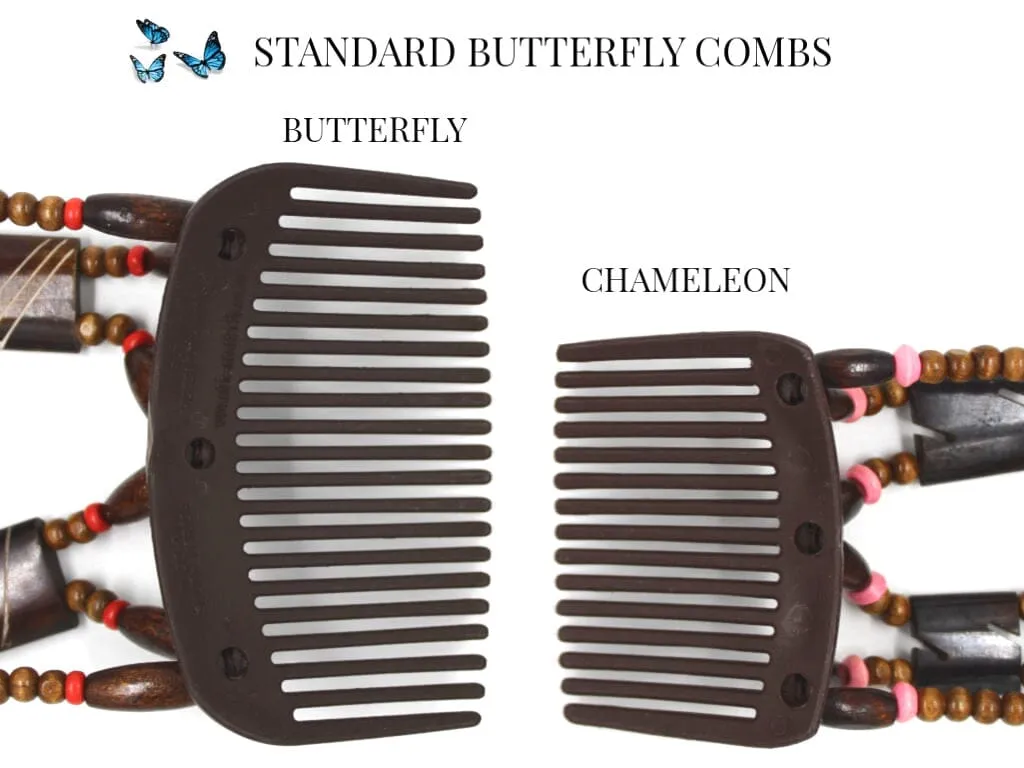 African Butterfly Chameleon Hair Comb - Dupla Black 40