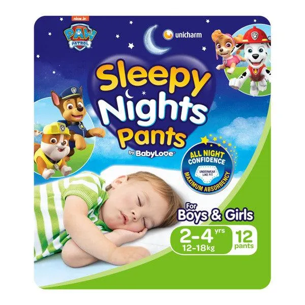 Babylove Sleepy Nights Overnight Pants 2-4 Years 12 Pack