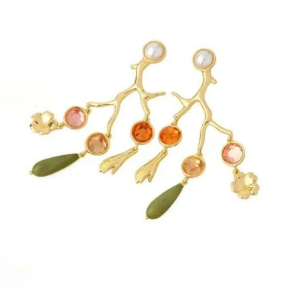 Betsey Johnson Branches With Hands Flower Earrings