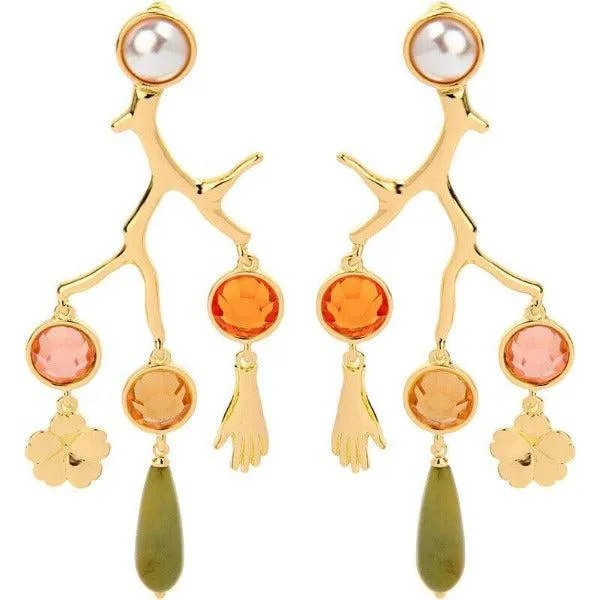 Betsey Johnson Branches With Hands Flower Earrings