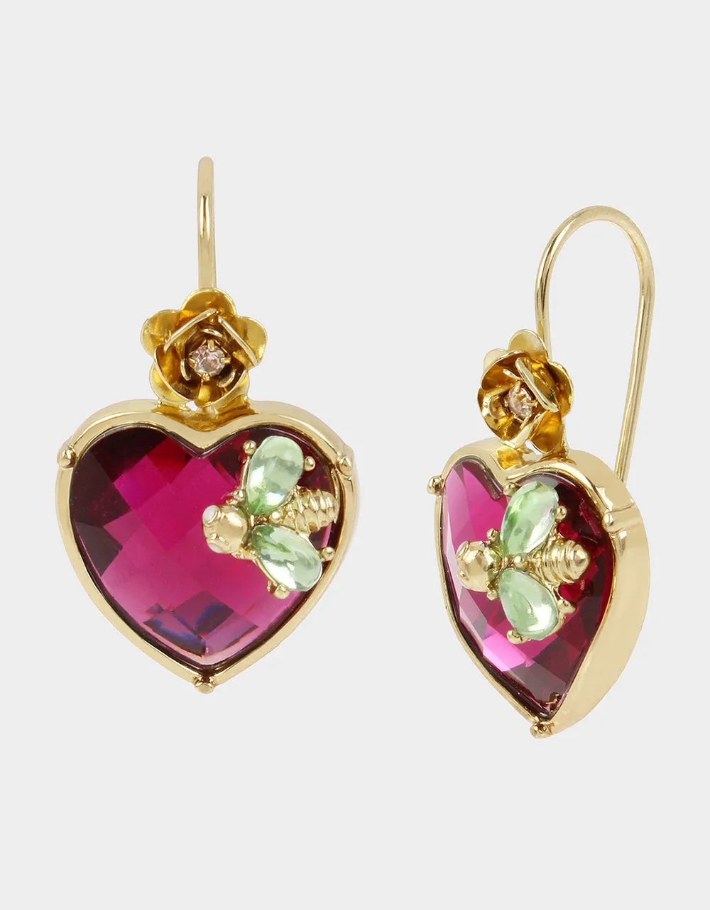 BETSEYS STONE HEART DROP EARRINGS MULTI