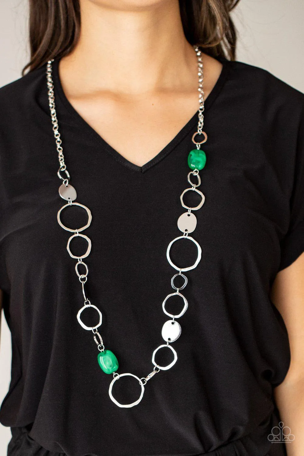 Colorful Combo Green and Silver Necklace - Paparazzi Accessories