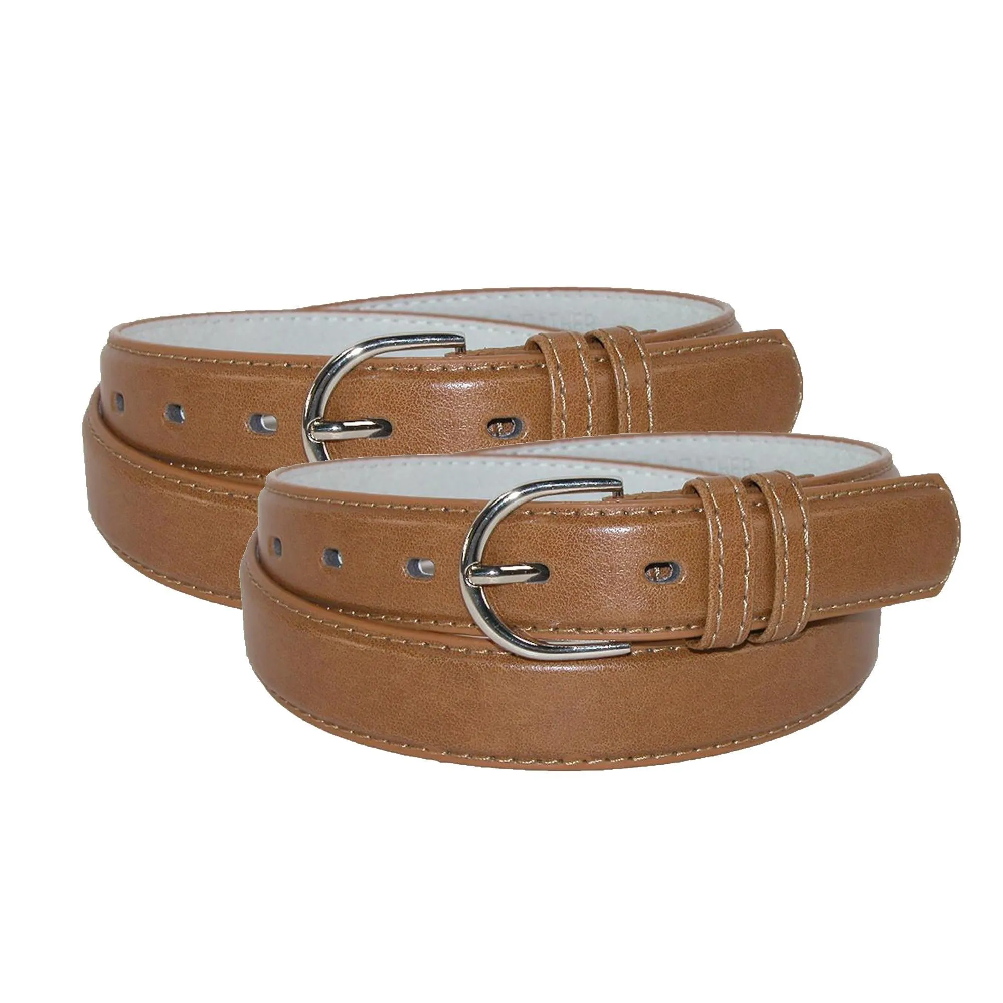 CTM® Women's Leather 1 1/8 Inch Dress Belt (Pack of 2)