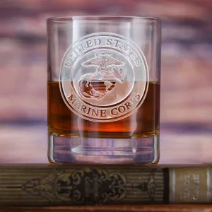 Custom Etched Marines Whiskey Glass Stolzle Crystal