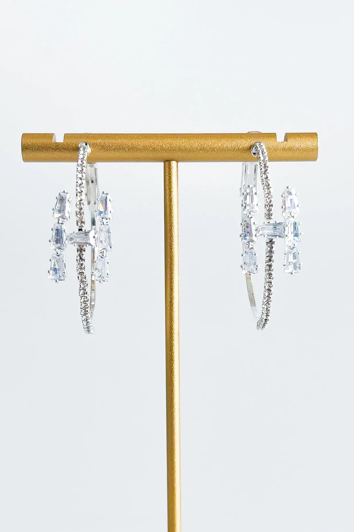 CZ "H" Letter Hoop Earrings