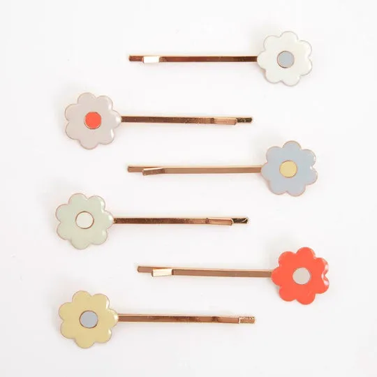 Daisy Enamel Hair Slides (set of 6)