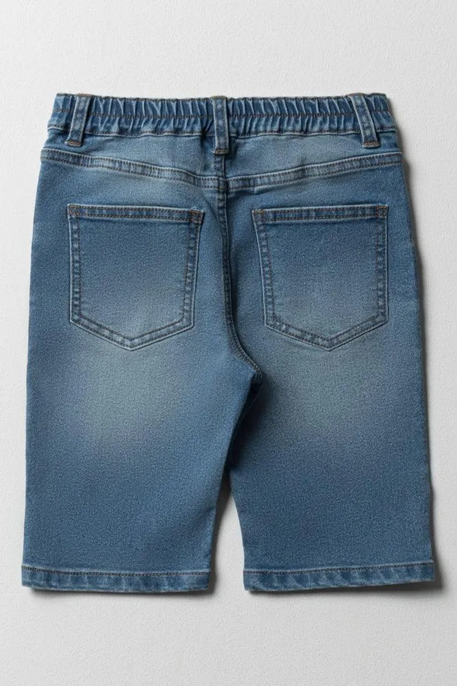 Denim Shorts Rip And Repair Light Blue