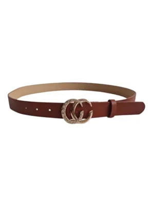 Double Opened Ring Buckle Women's Belt Soft Leather Metallic Buckle