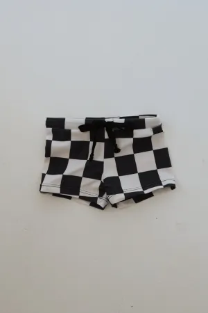 Euro Swim Short | Black Checkerboard