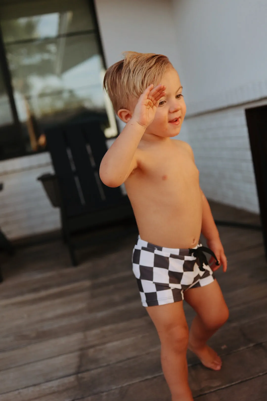 Euro Swim Short | Black Checkerboard