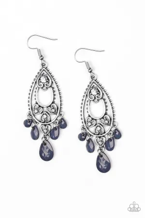 Fashion Flirt Blue and Silver Earrings - Paparazzi Accessories