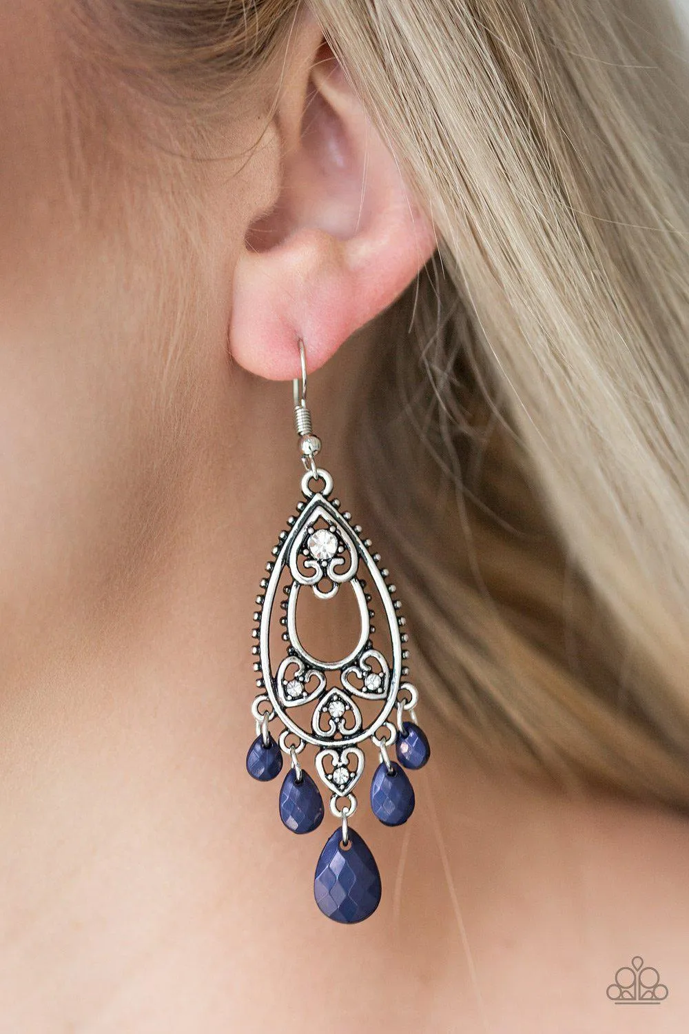 Fashion Flirt Blue and Silver Earrings - Paparazzi Accessories