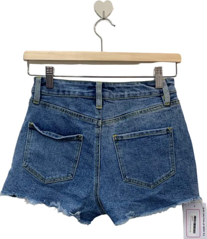 Fashion Nova Blue High-Waisted Denim Shorts Size S