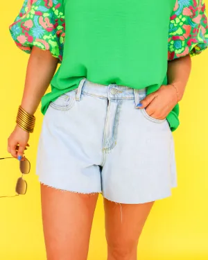 Flare Bell Shorts with Raw Cut Hem