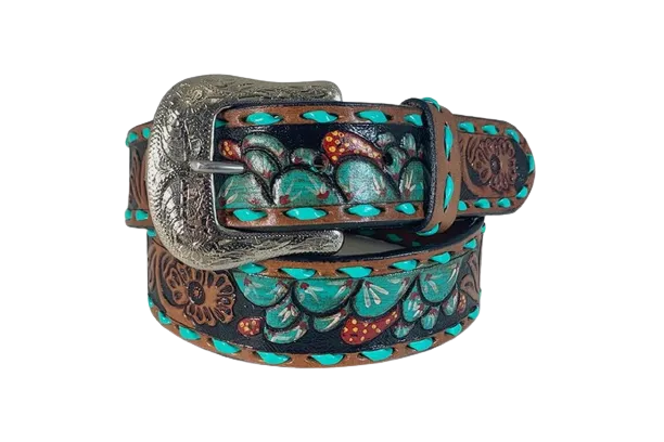 Gem Dandy Women's Turquoise Tooled Belt