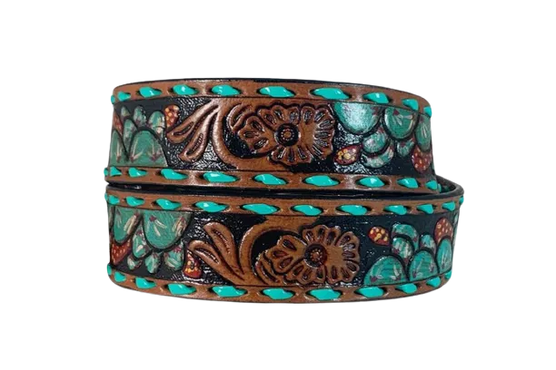 Gem Dandy Women's Turquoise Tooled Belt