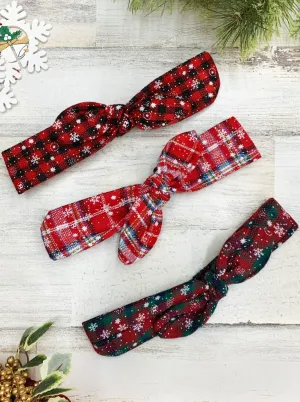 Girls Christmas Themed Plaid Bowtie Headband (Free Gift)