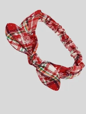 Girls Christmas Themed Plaid Bowtie Headband (Free Gift)