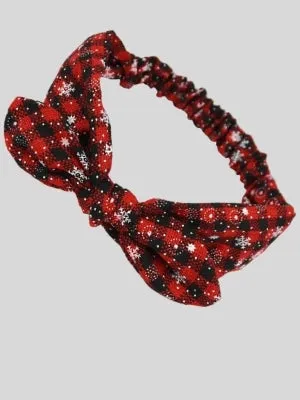 Girls Christmas Themed Plaid Bowtie Headband (Free Gift)