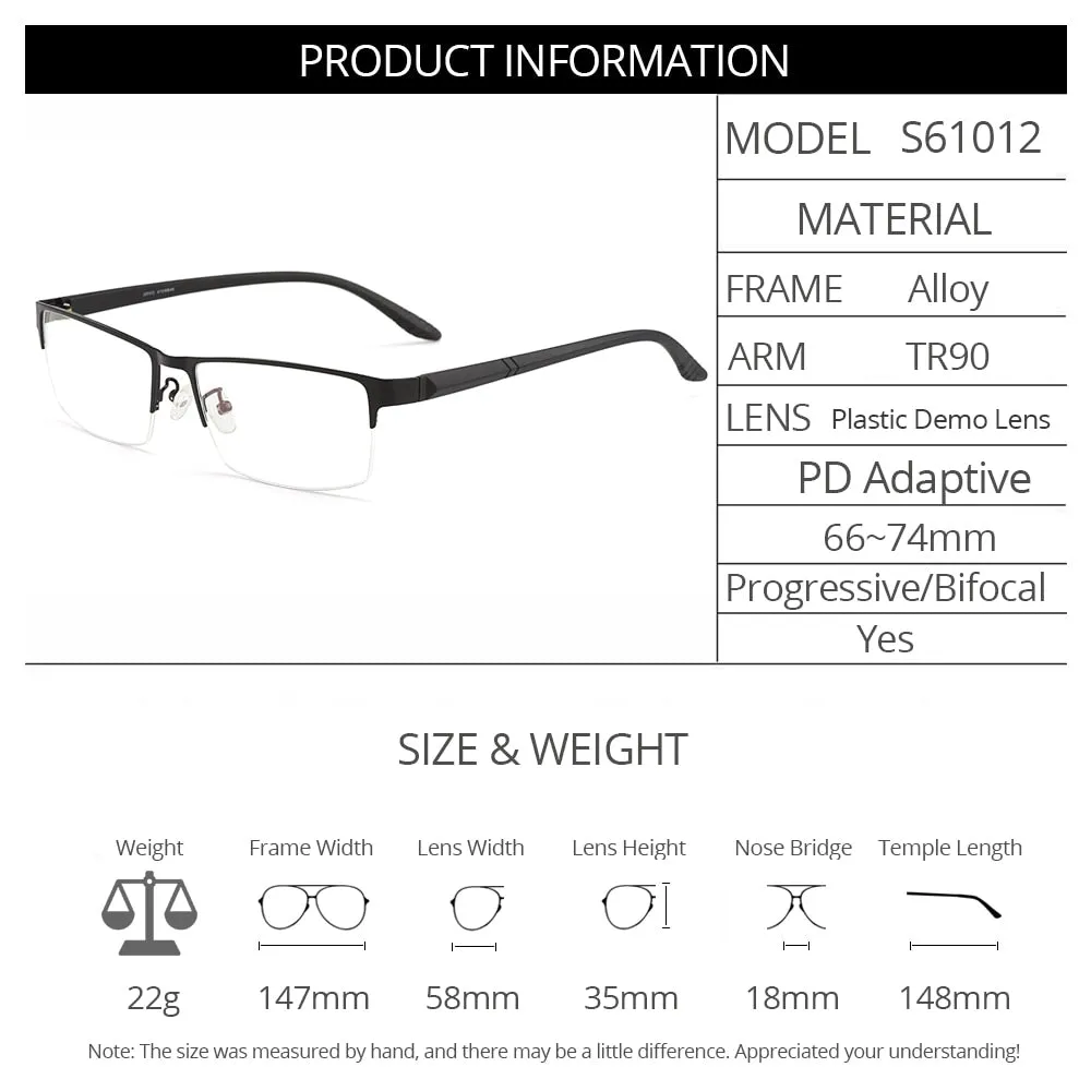 Gmei Men's Eyeglasses Ultralight Alloy Big Face Frame S61012