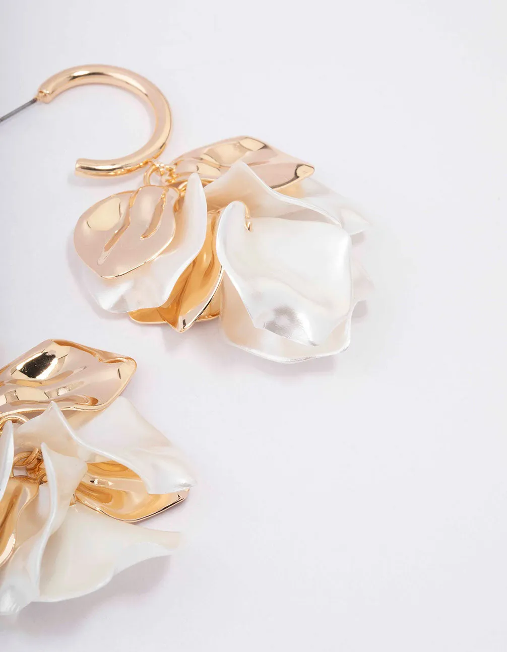 Gold Mixed Petal Drop Earrings