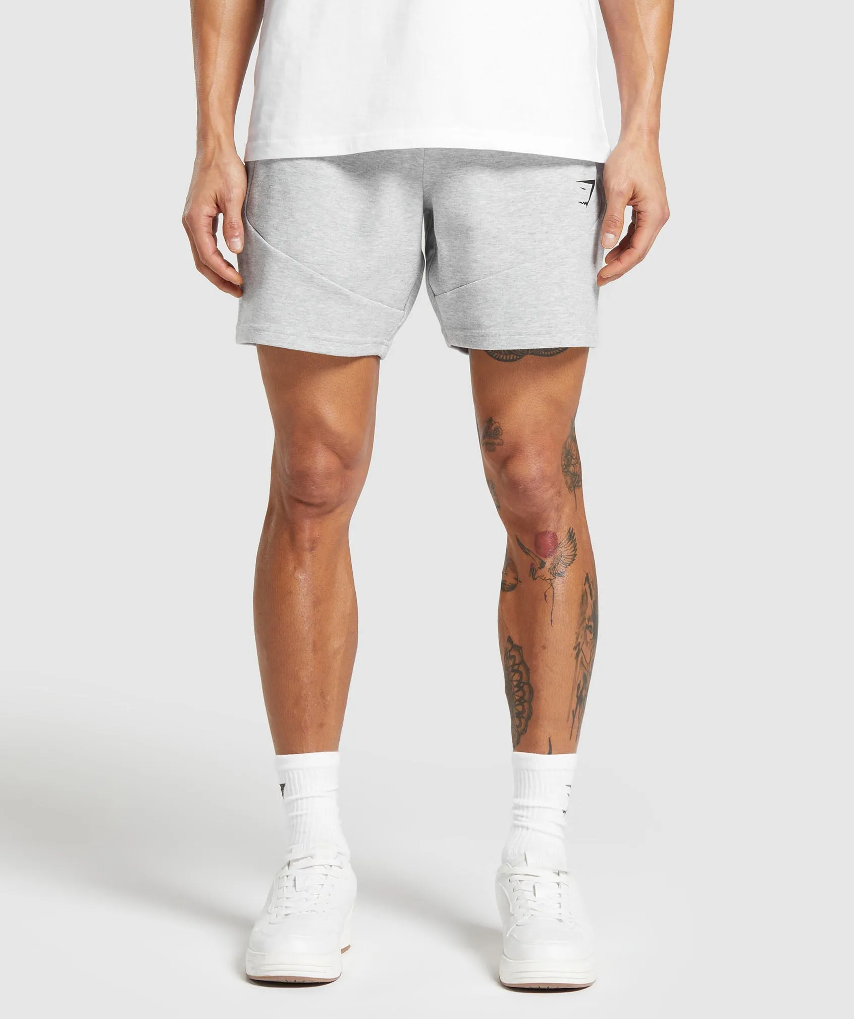 Gymshark Interlock Tech 6" Shorts - Light Grey Core Marl