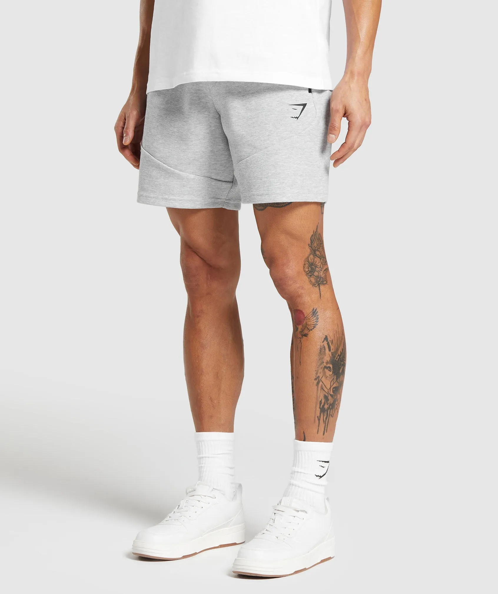 Gymshark Interlock Tech 6" Shorts - Light Grey Core Marl