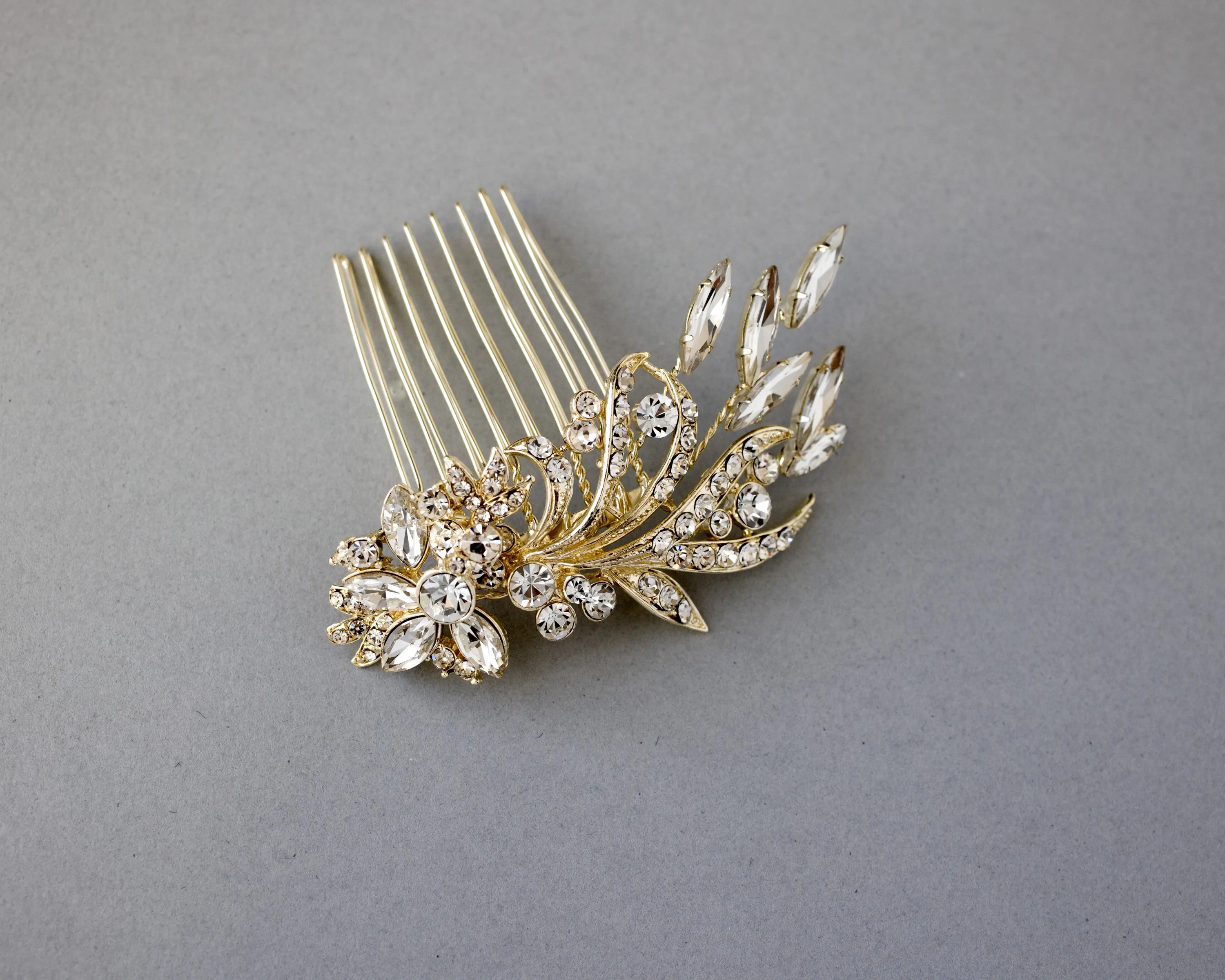 Light Gold Crystal Hair Comb