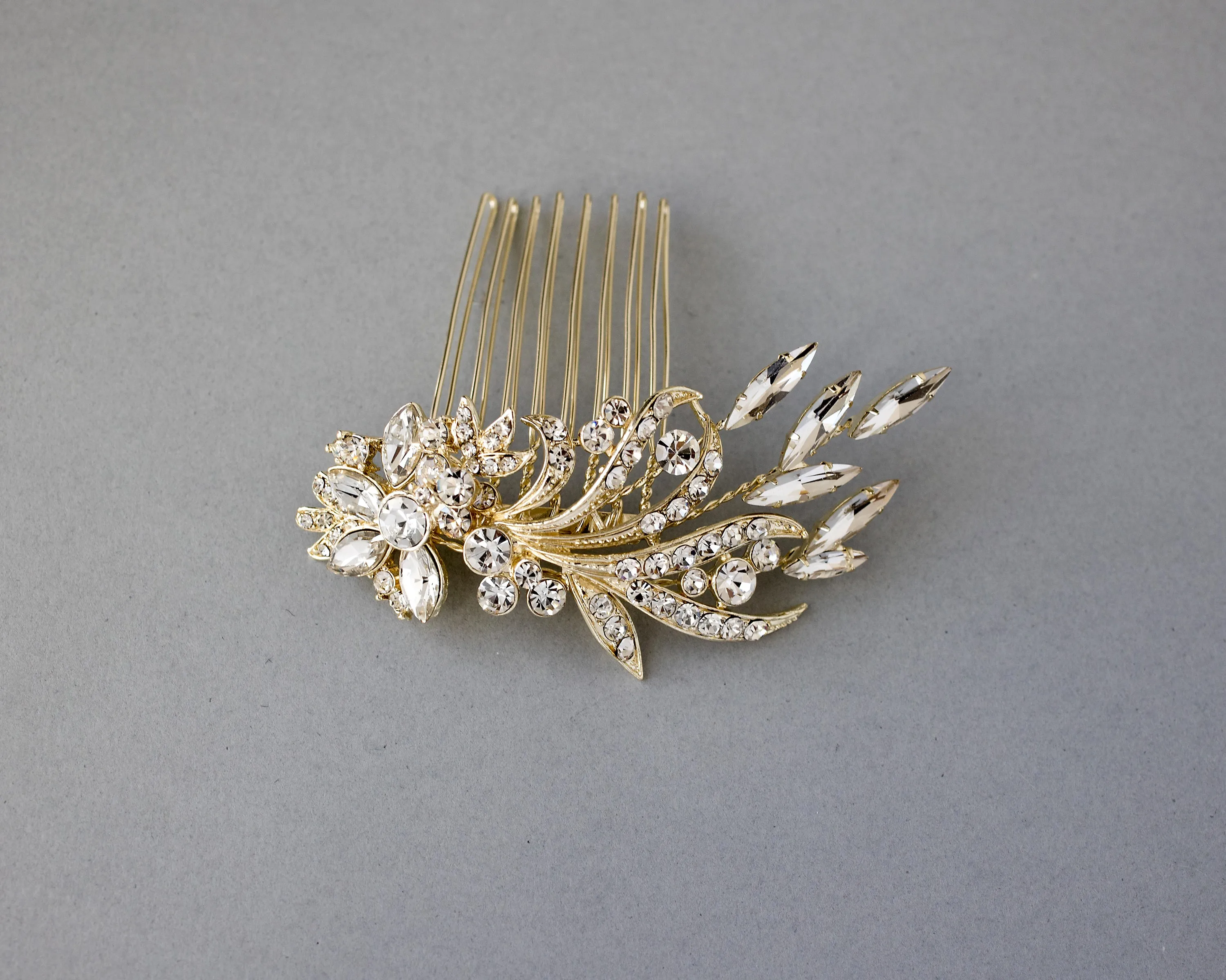 Light Gold Crystal Hair Comb