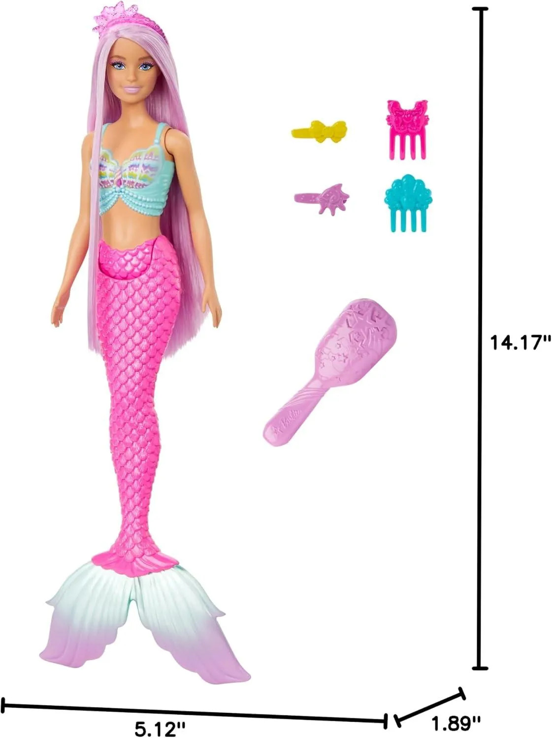 Mattel Barbie Mermaid Doll With 7-inch-Long Fantasy Hair & Accessories For Styling Play