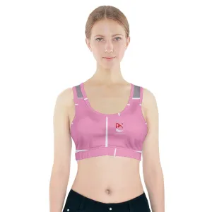 Mesh Knit Sneakers Design pink Sports Bra With Pocket