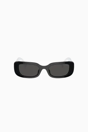 Miu Miu Rectangle Frame Sunglasses - Black/ White