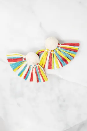 Mud Pie: Raffie White Multi Fan Earrings