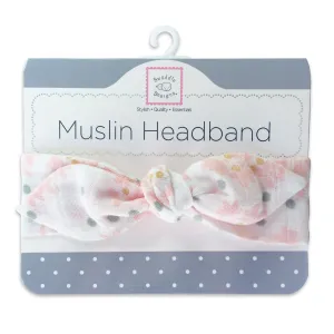 Muslin Headband - Heavenly Floral Shimmer, Pink