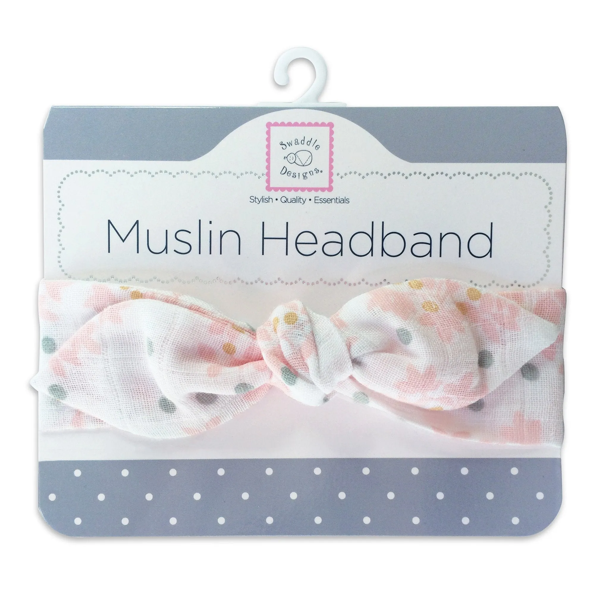 Muslin Headband - Heavenly Floral Shimmer, Pink