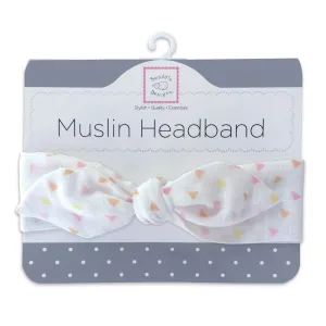 Muslin Headband - Tiny Triangles Shimmer, Pink