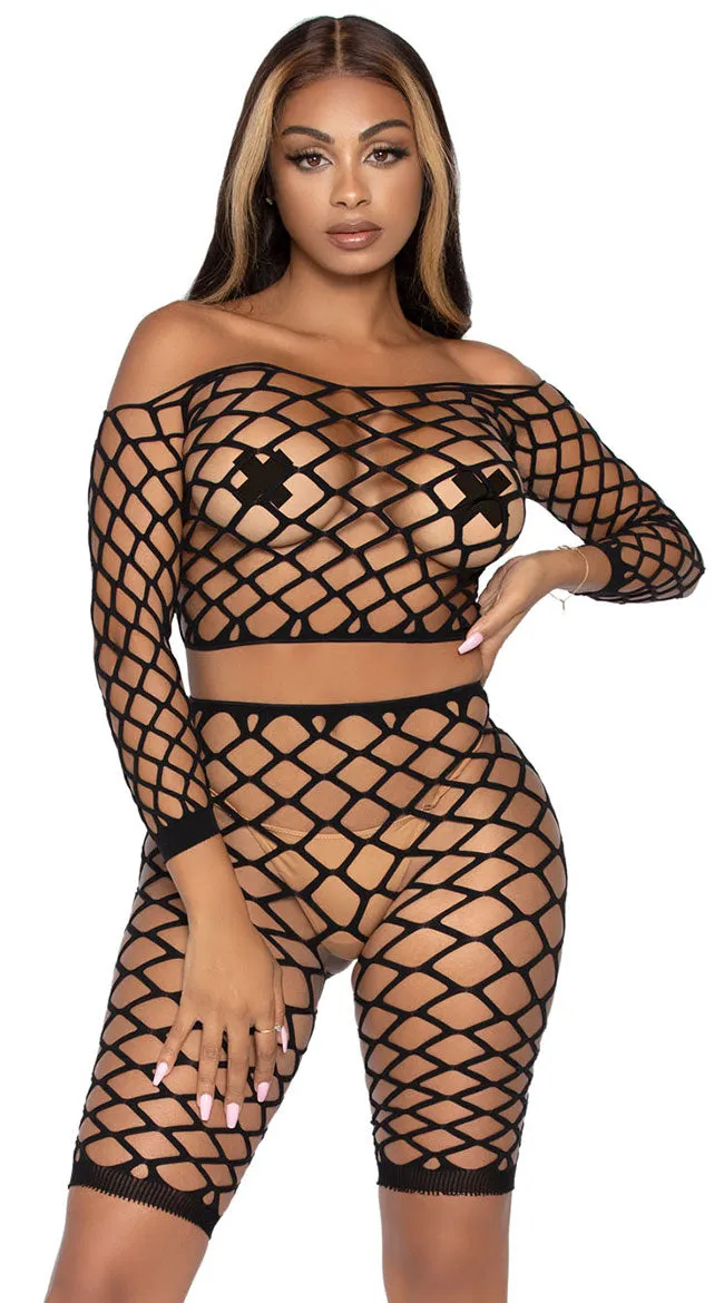 Net It Together Biker Short Set