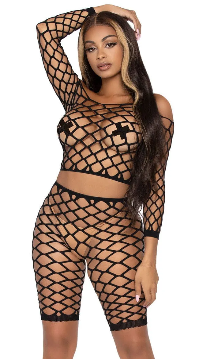 Net It Together Biker Short Set