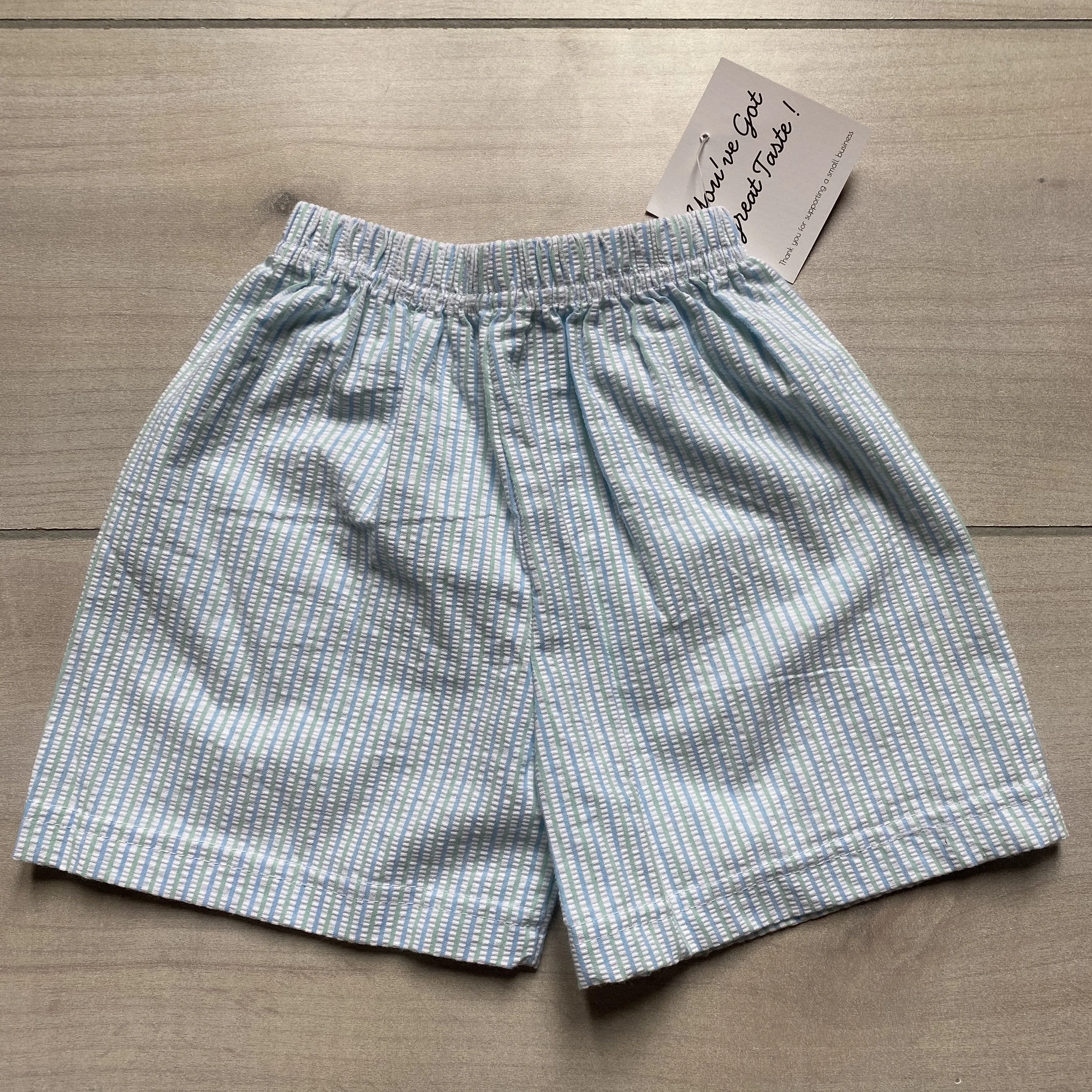 NEW Boutique Brand Green Aqua Striped Seersucker Shorts