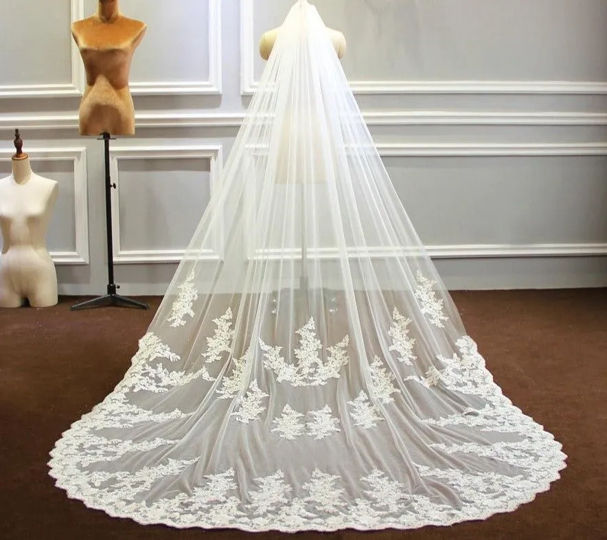 One layer Lace Veil With Comb 3M width and 3M long