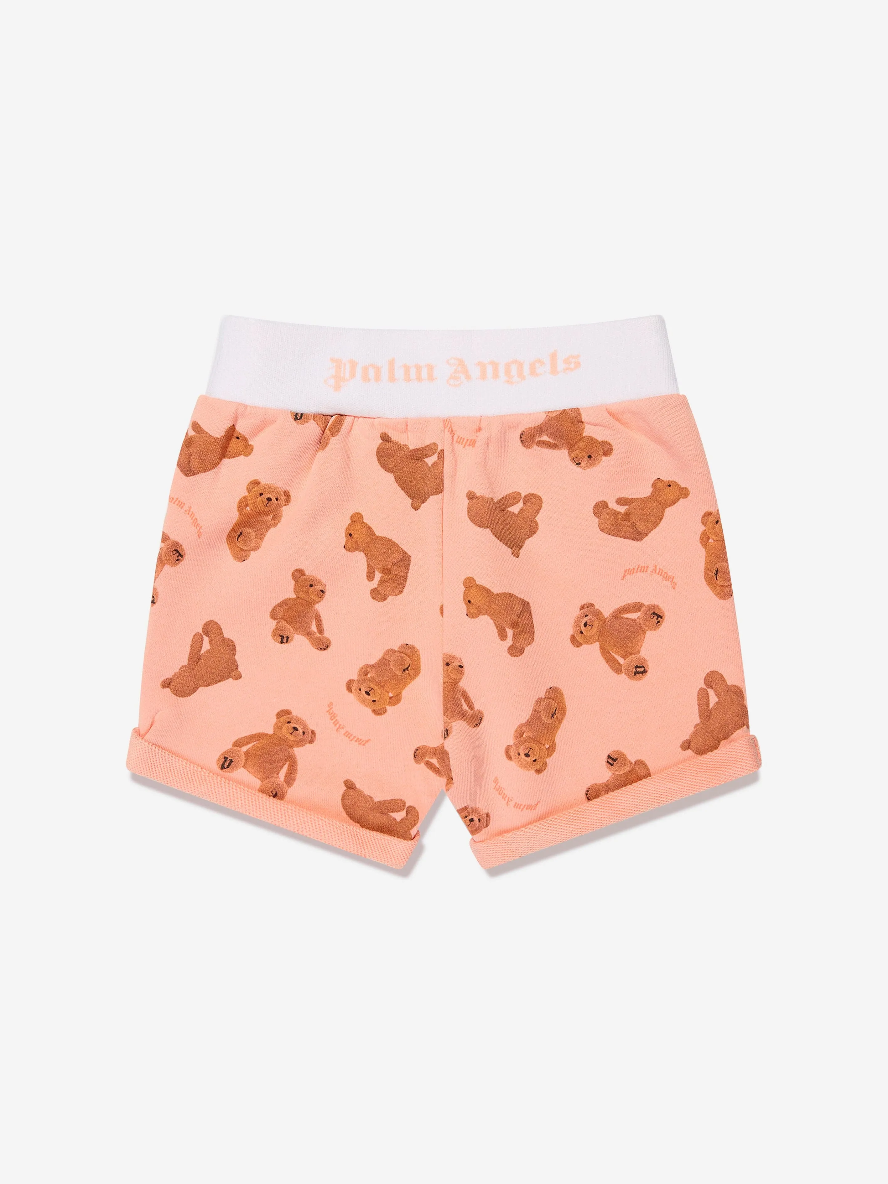 Palm Angels Baby AOP PA Bears Sweat Shorts in Peach