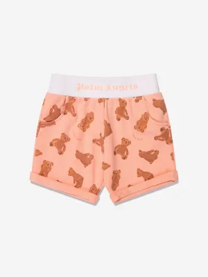 Palm Angels Baby AOP PA Bears Sweat Shorts in Peach