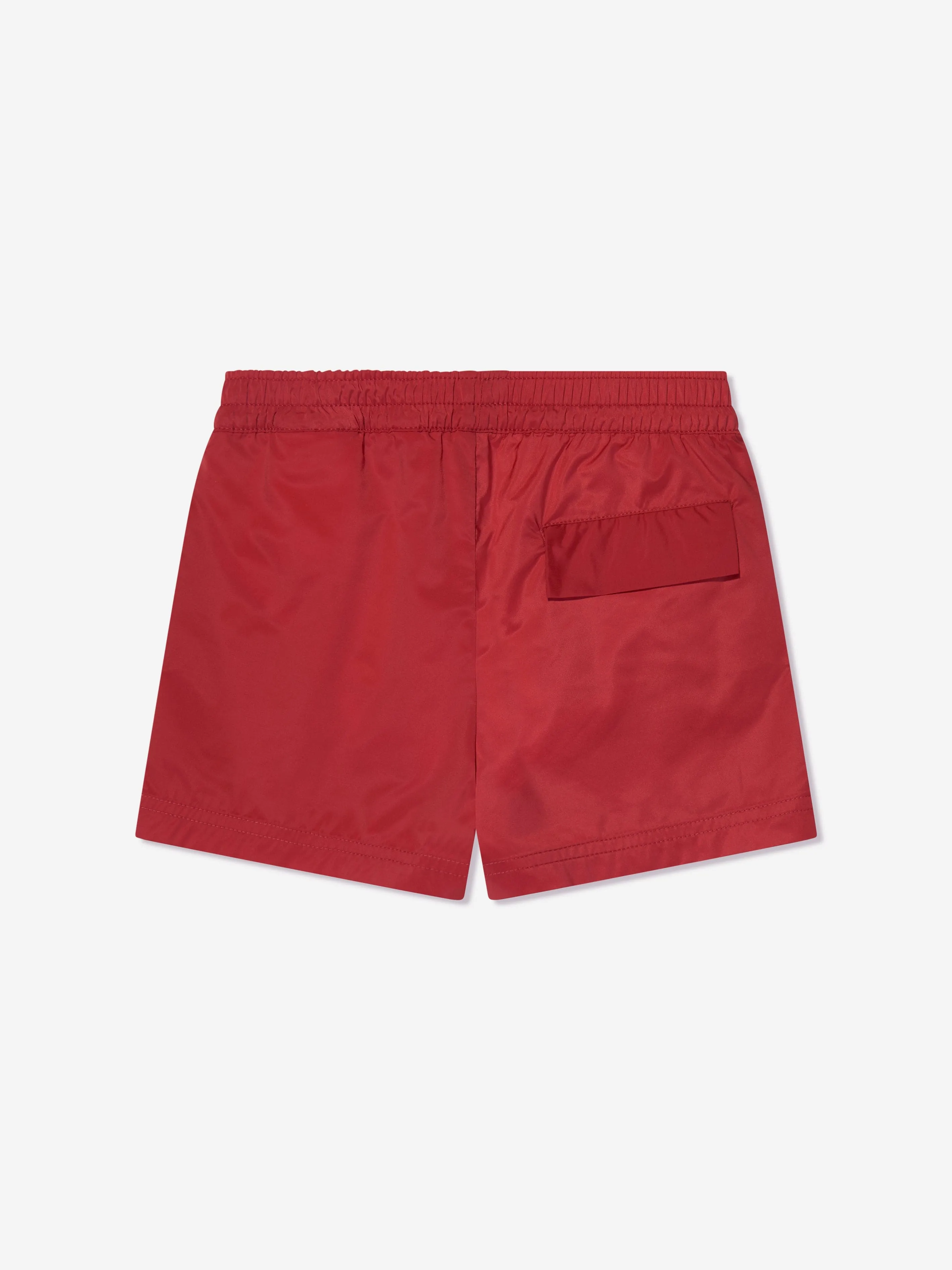 Palm Angels Boys Curved Logo Swim Shorts in Red