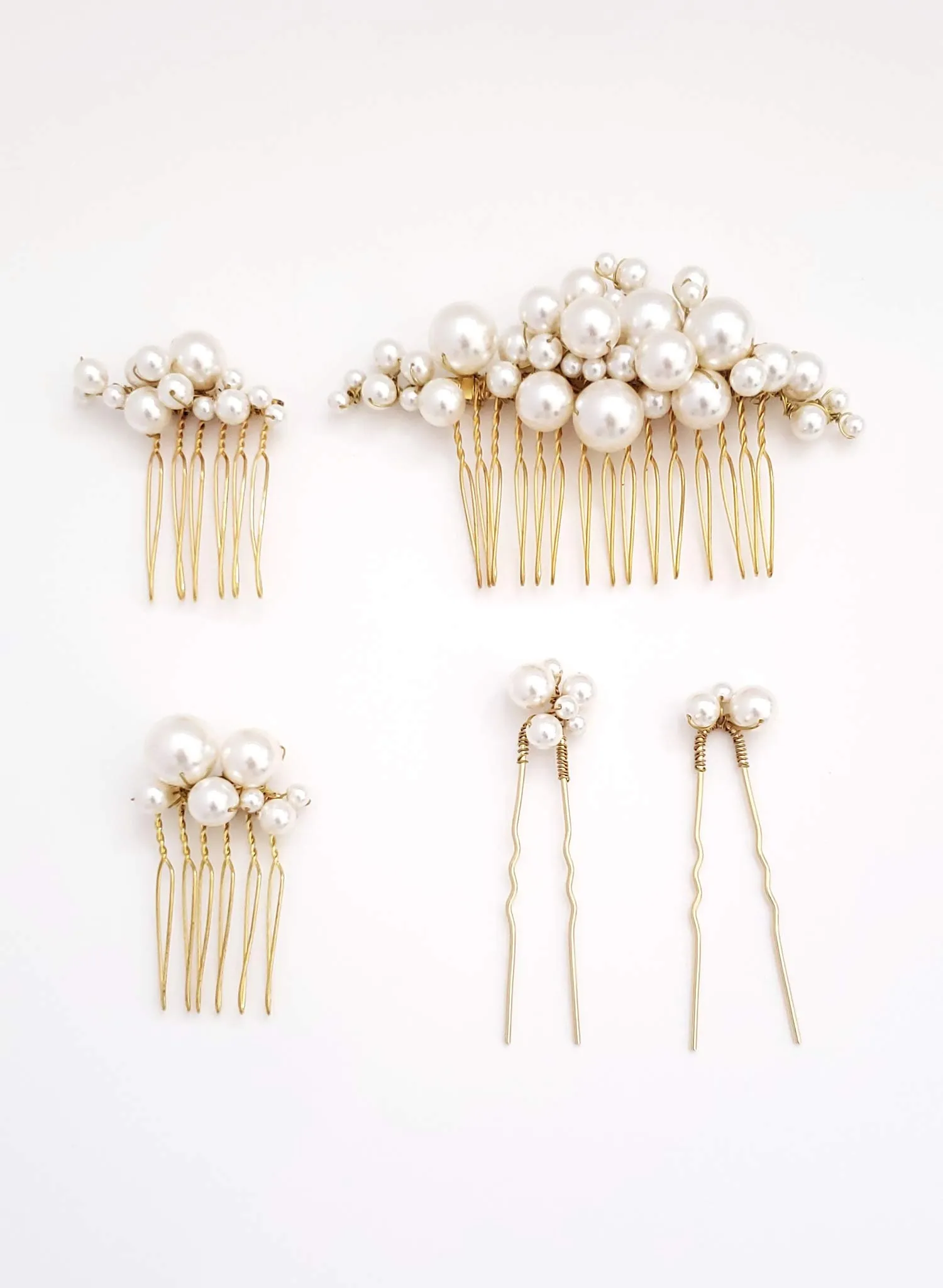 Pearl bubbles hair comb and pin set of 5 - Style #937