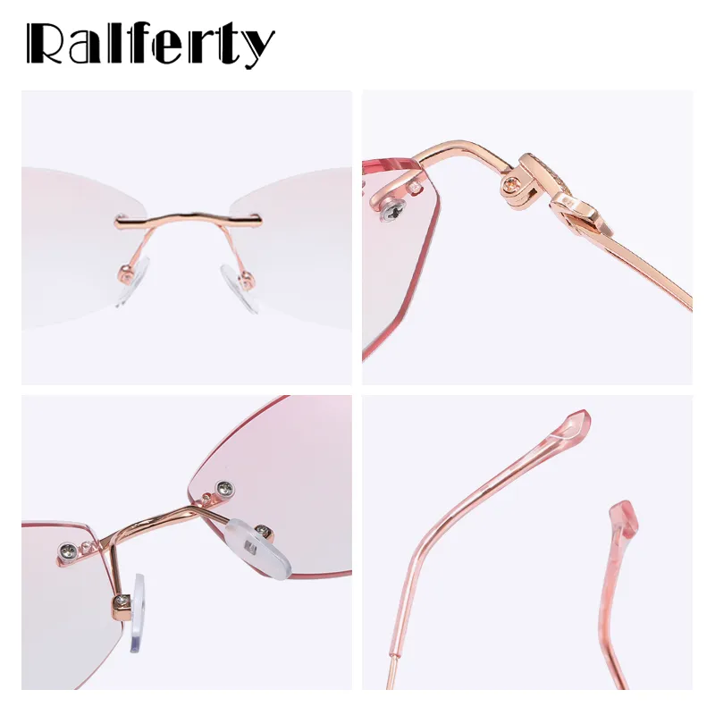 Ralferty Women's Rimless Oval Alloy Hyperopic Reading Glasses D8101