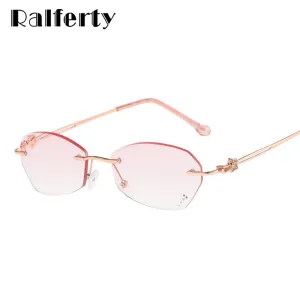 Ralferty Women's Rimless Oval Alloy Hyperopic Reading Glasses D8101