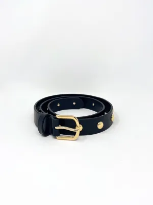 Rebecca Belt in Black Calf w/Gold Studs