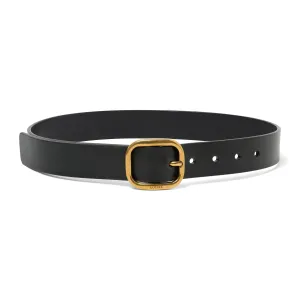 Rounded Soft 3.5 Cm Belt in Black/Gold